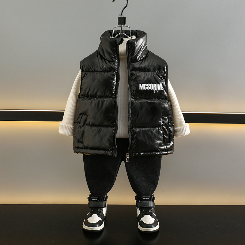 2025冬款儿童免洗马甲女男童保暖秋季加厚立领韩版时尚外穿百搭