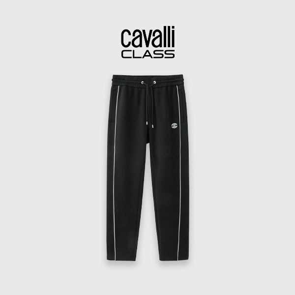 Cavalli Class男士轻奢休闲裤秋季宽松百搭裤高档条纹运动JDC127K