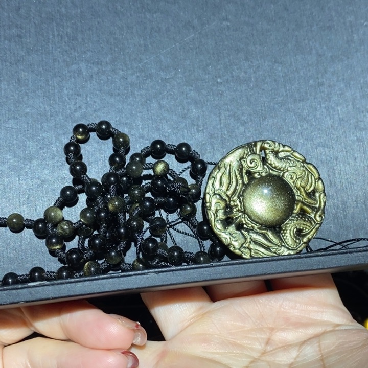 黑曜岩吊坠(赠链)未镶嵌忆*