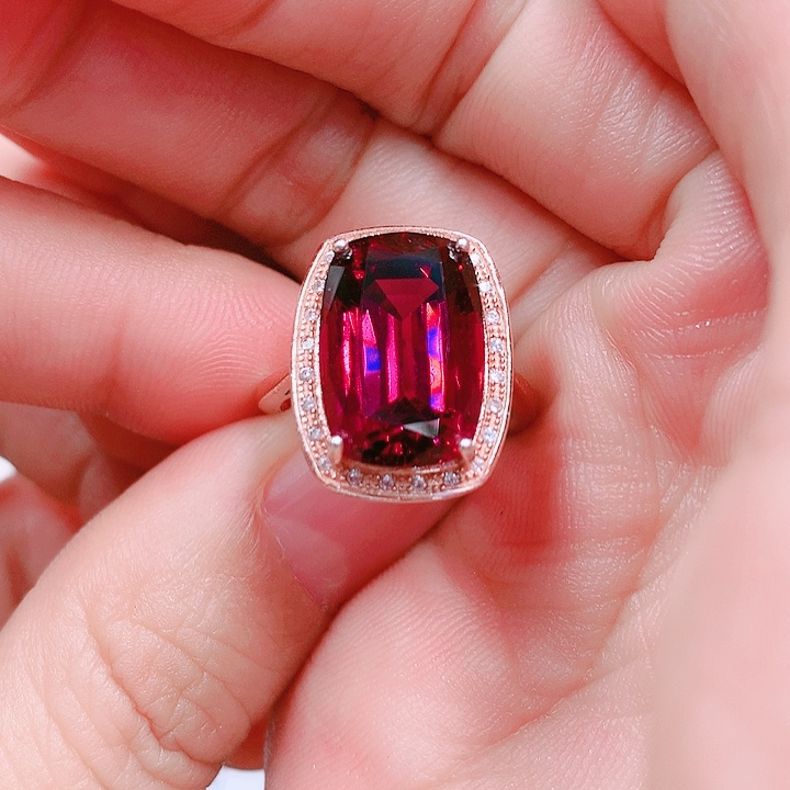 石榴石戒指银S925镶嵌10✖️14.4