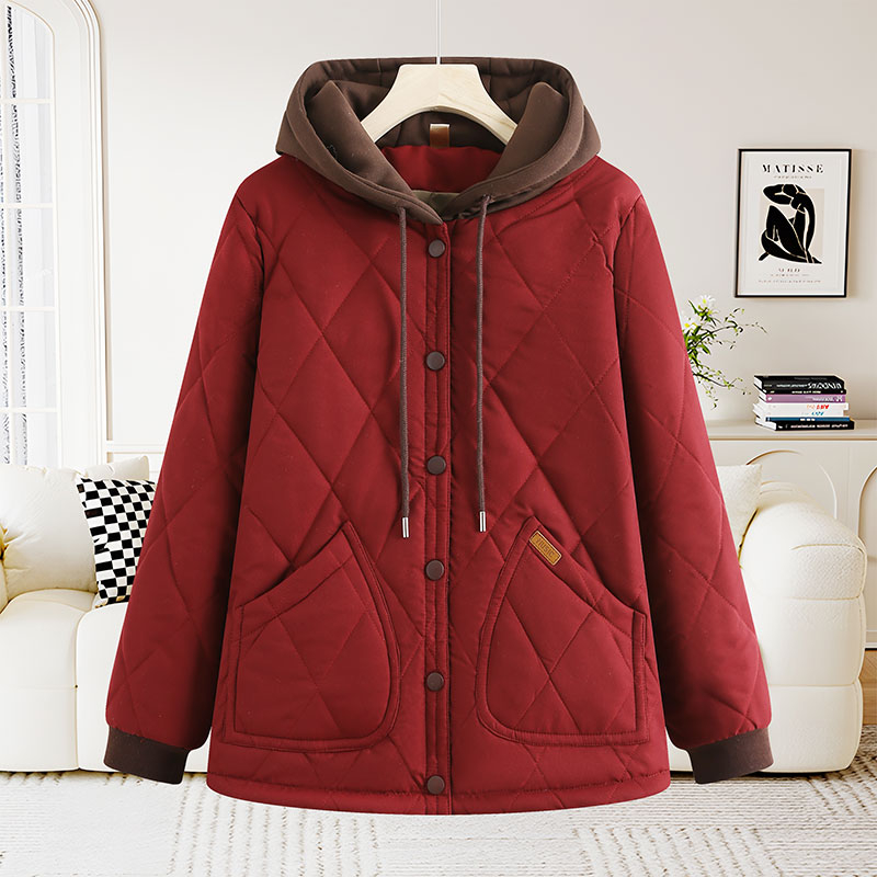 厚款连帽常规棉衣女大码轻薄棉服老年人保暖秋冬加厚