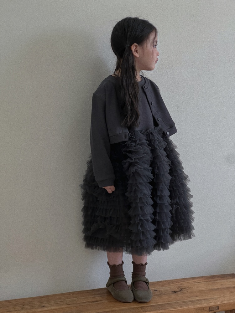 女童连衣裙2025秋季新款儿童韩系重工公主裙气质开衫纱裙两件套潮