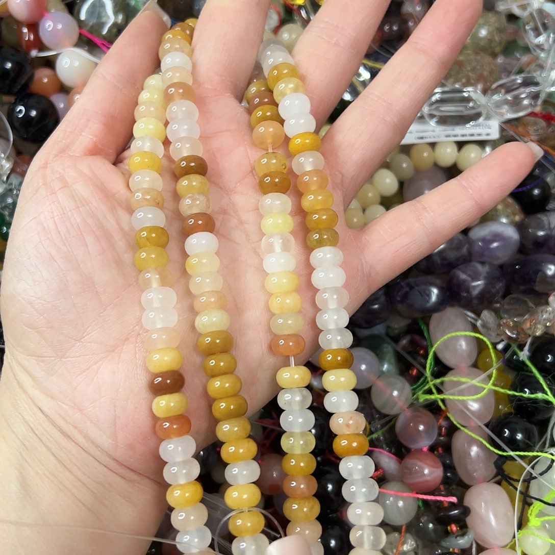 玛瑙/玉髓未镶嵌珠宝半成品，卡8金丝玉算盘一条