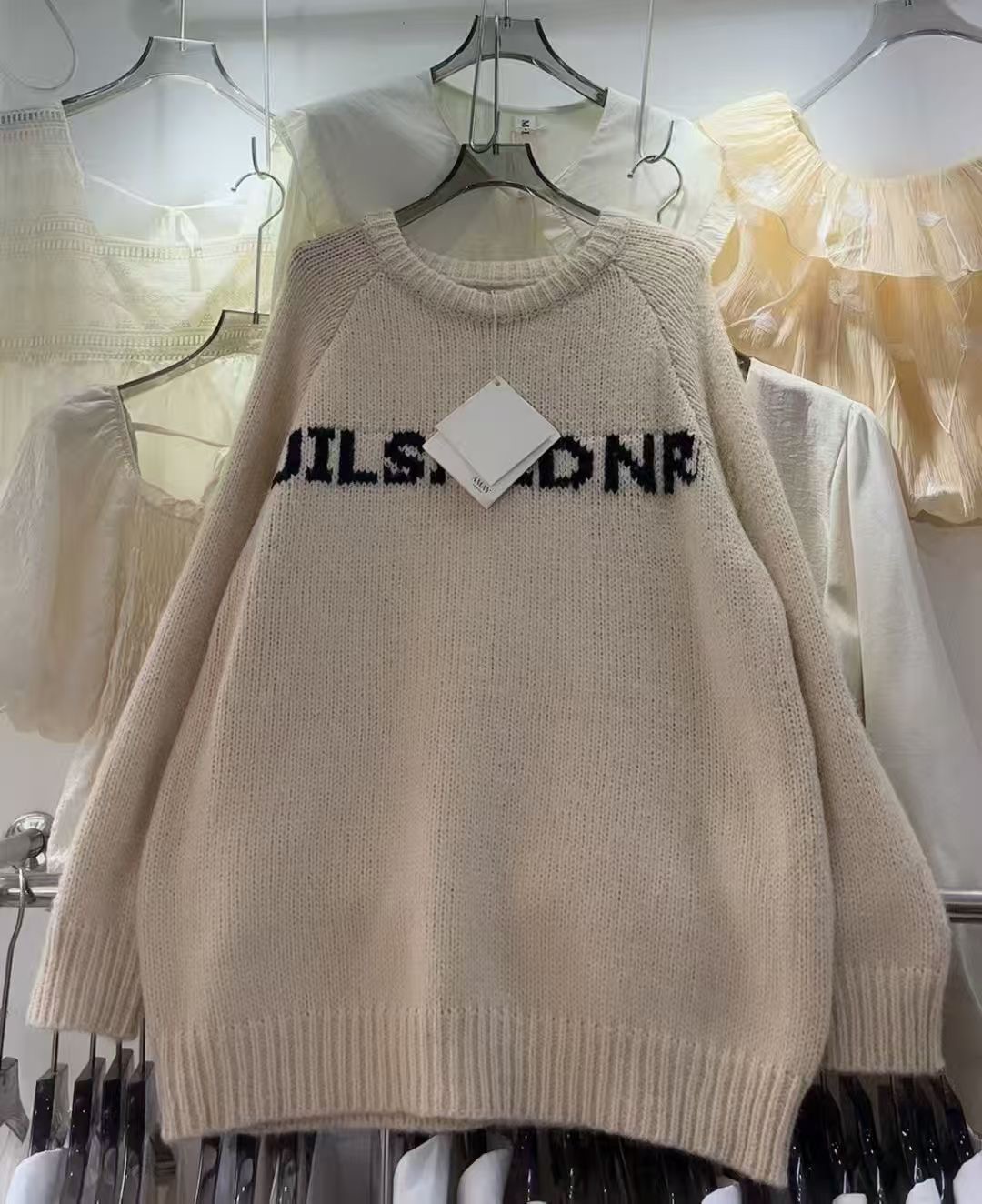 888秋冬加厚圆领字母网红毛衣宽松