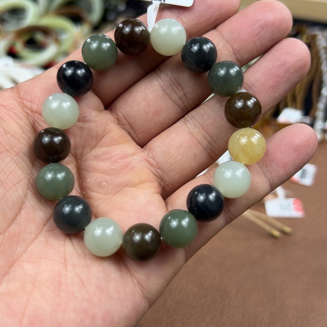 和田玉未镶嵌手串和田玉多宝手串卡12