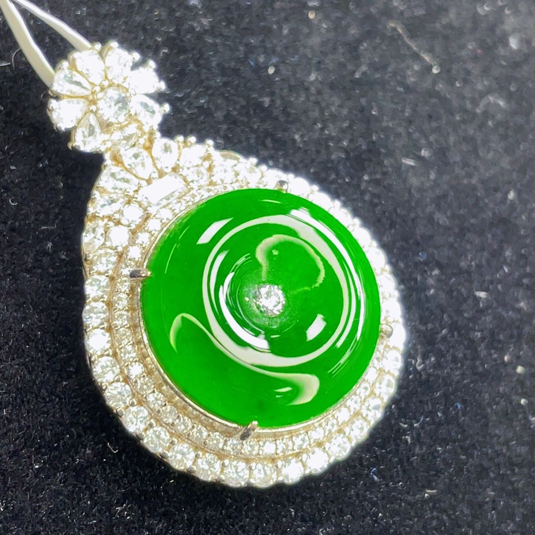 翡翠吊坠(不含链)银S925镶嵌