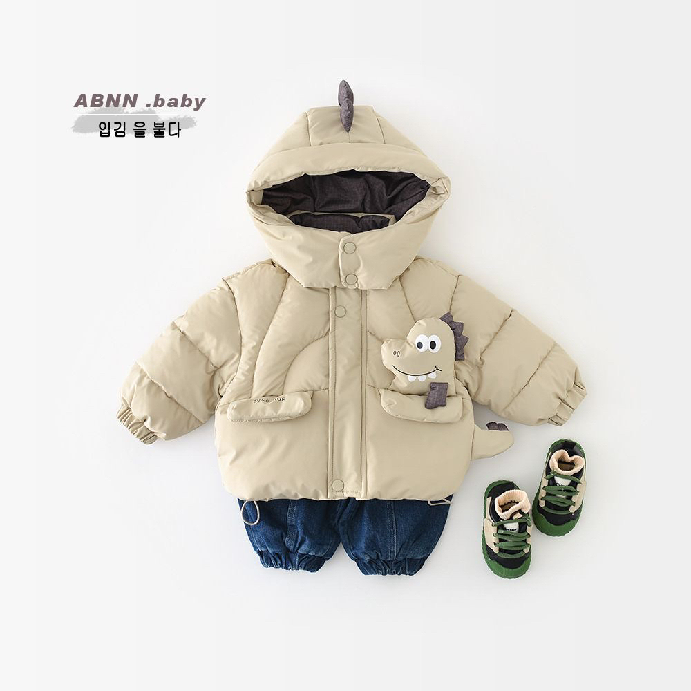 儿童冬装男童棉衣新款加绒宝宝连帽卡通棉服冬季加厚棉袄保暖外套