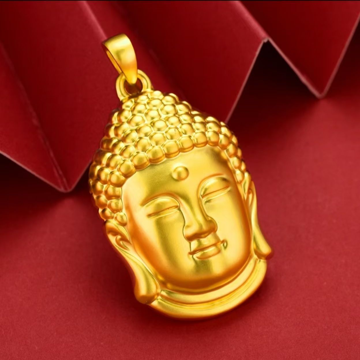【小梦优选】传承工艺足金999黄金佛头吊坠56克zip