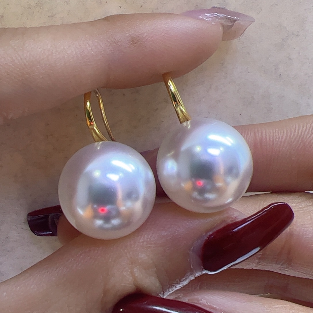 淡水珍珠耳饰18K金镶嵌