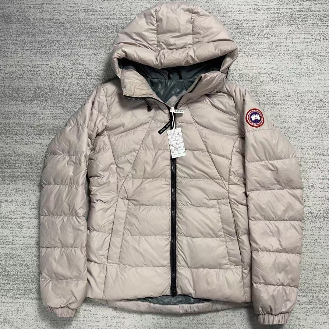 99新 CANADA GOOSE 加拿大鹅 M 藕粉色Abbott系列连帽羽绒服