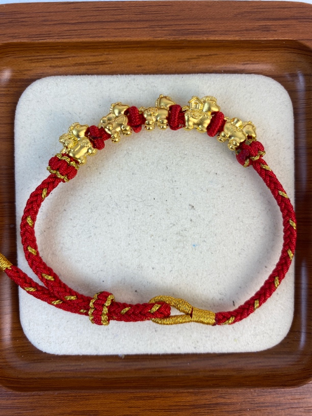 五福马红绳足金999先鉴定后发货转运珠