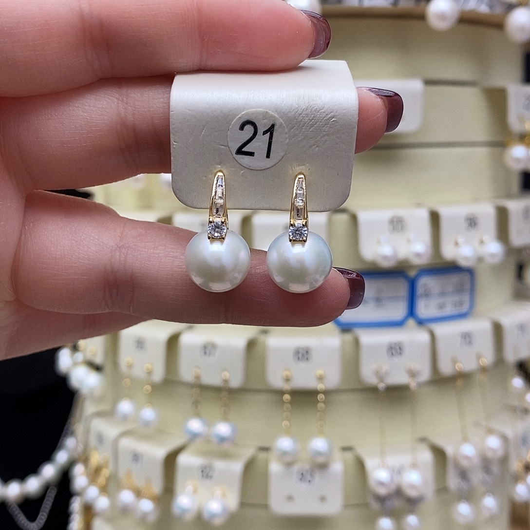淡水珍珠耳饰银S925镶嵌