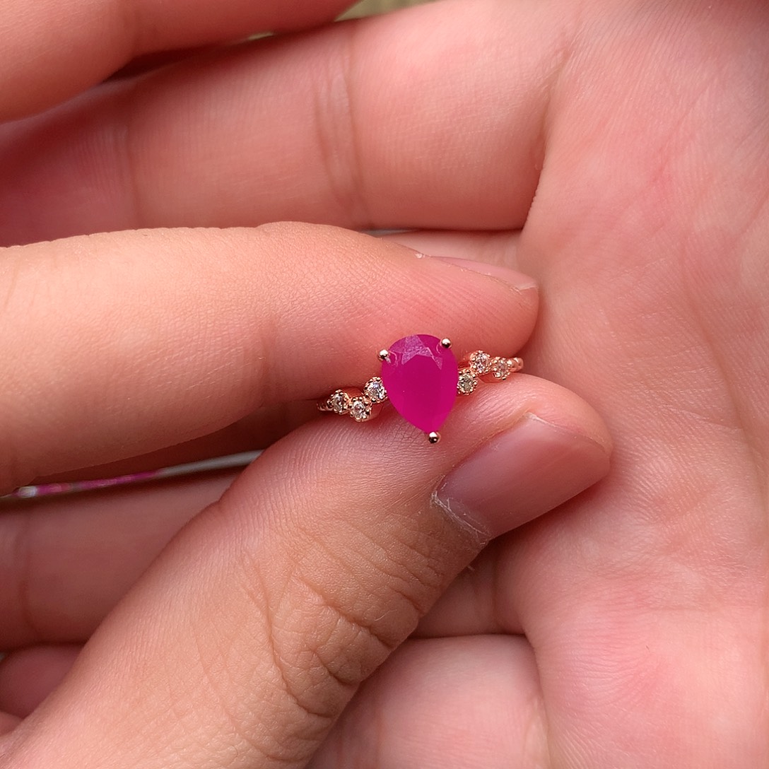 红宝石戒指银S925镶嵌