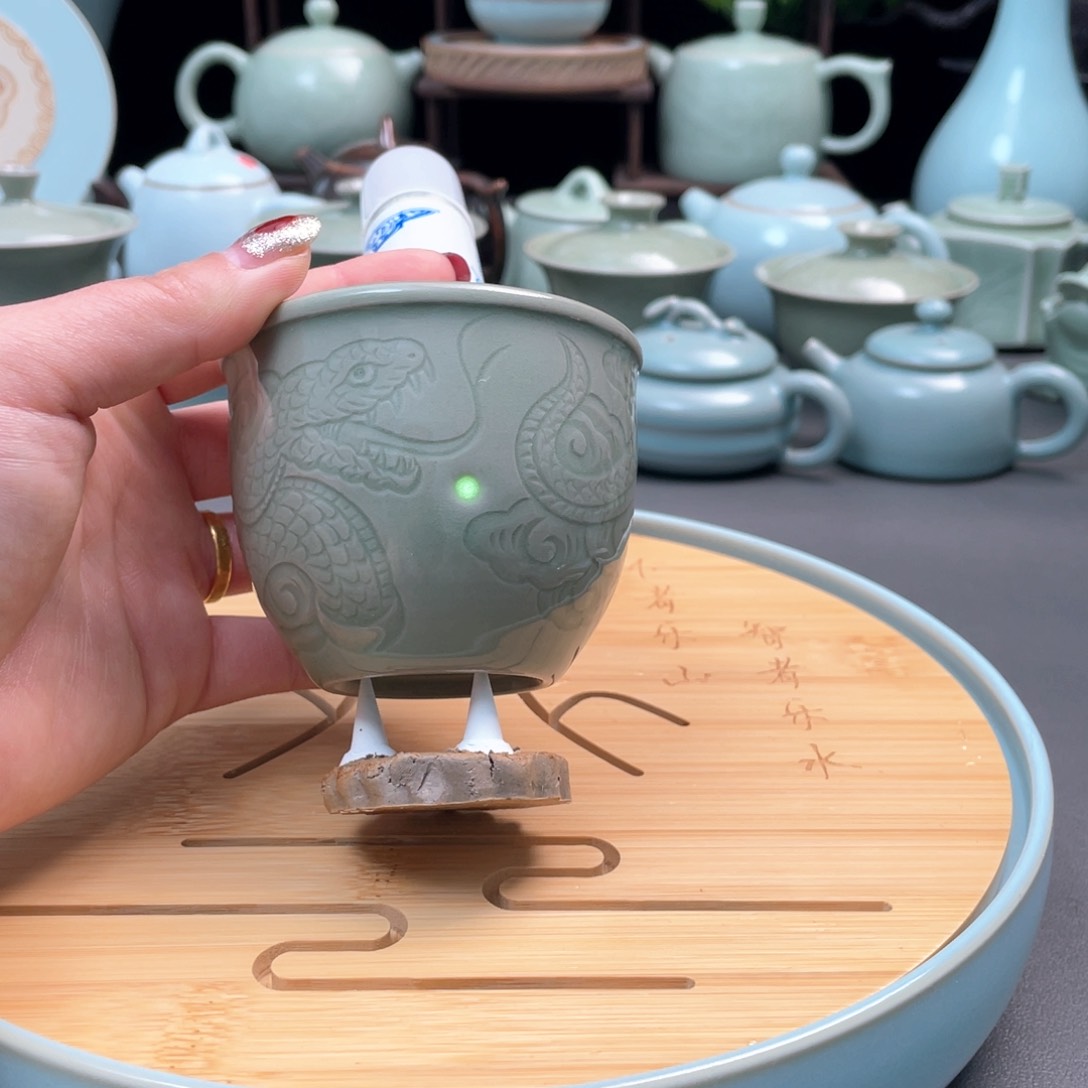杯全手工支钉烧不开片雕刻主人杯微微瑕简包装