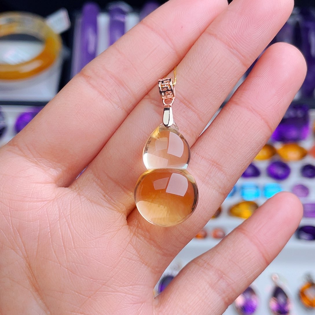 颈饰银S925镶嵌黄晶天然保真