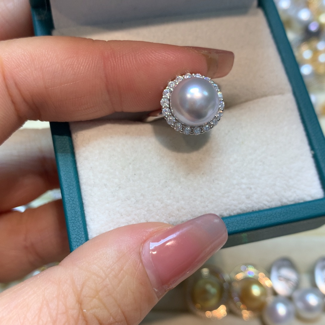 海水珍珠戒指银S925镶嵌