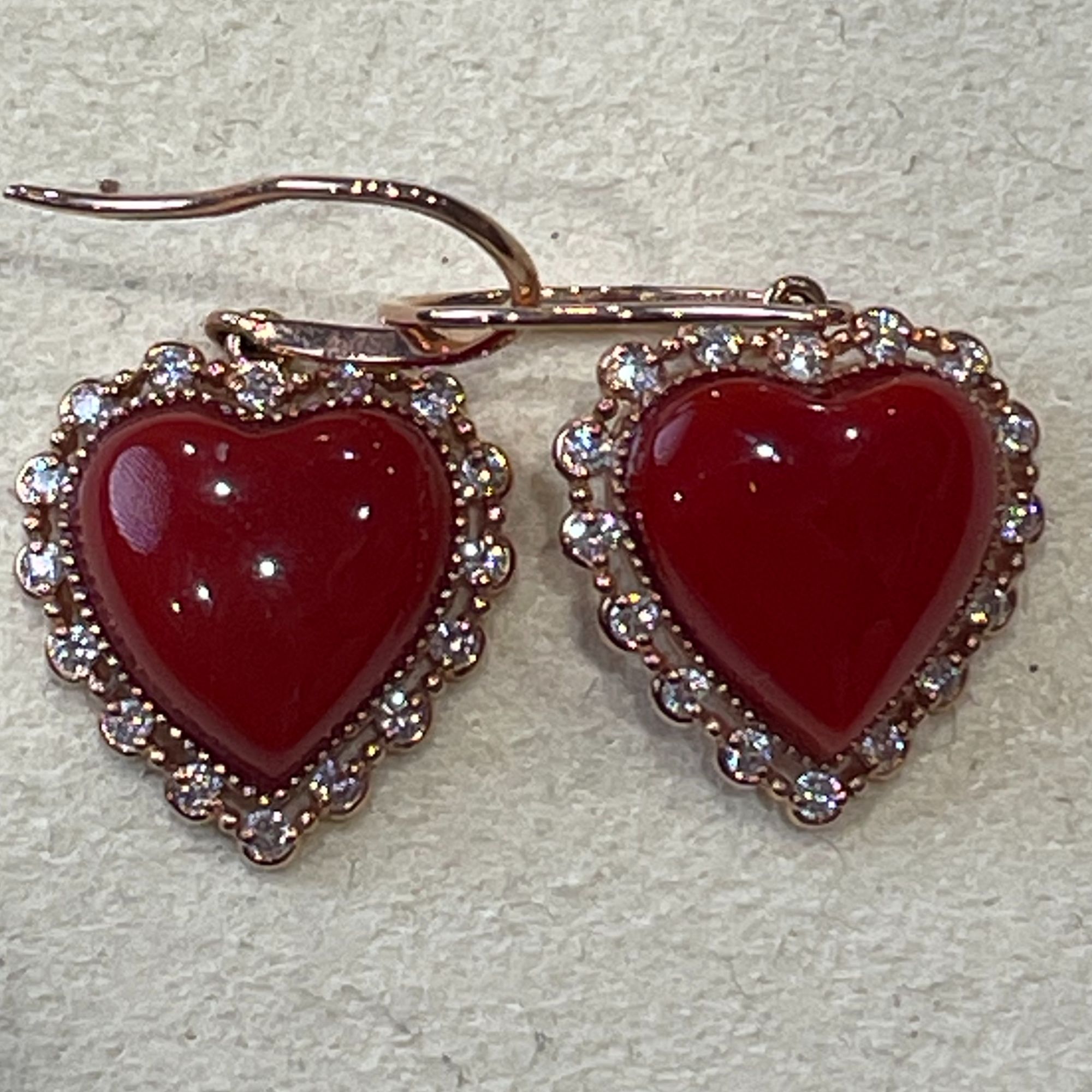 纯天然红珊瑚爱心耳坠