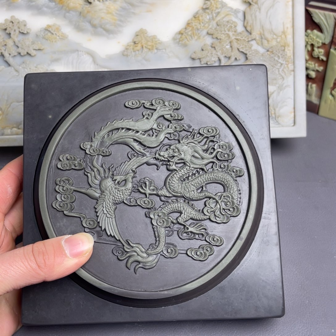 道***一易砚老坑玉带石砚台