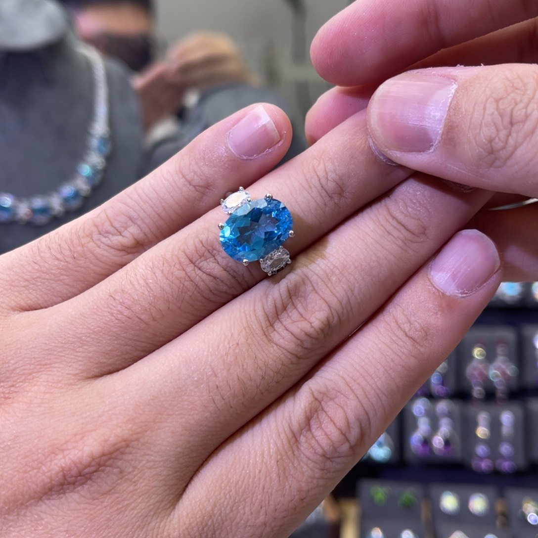 托帕石戒指银S925镶嵌