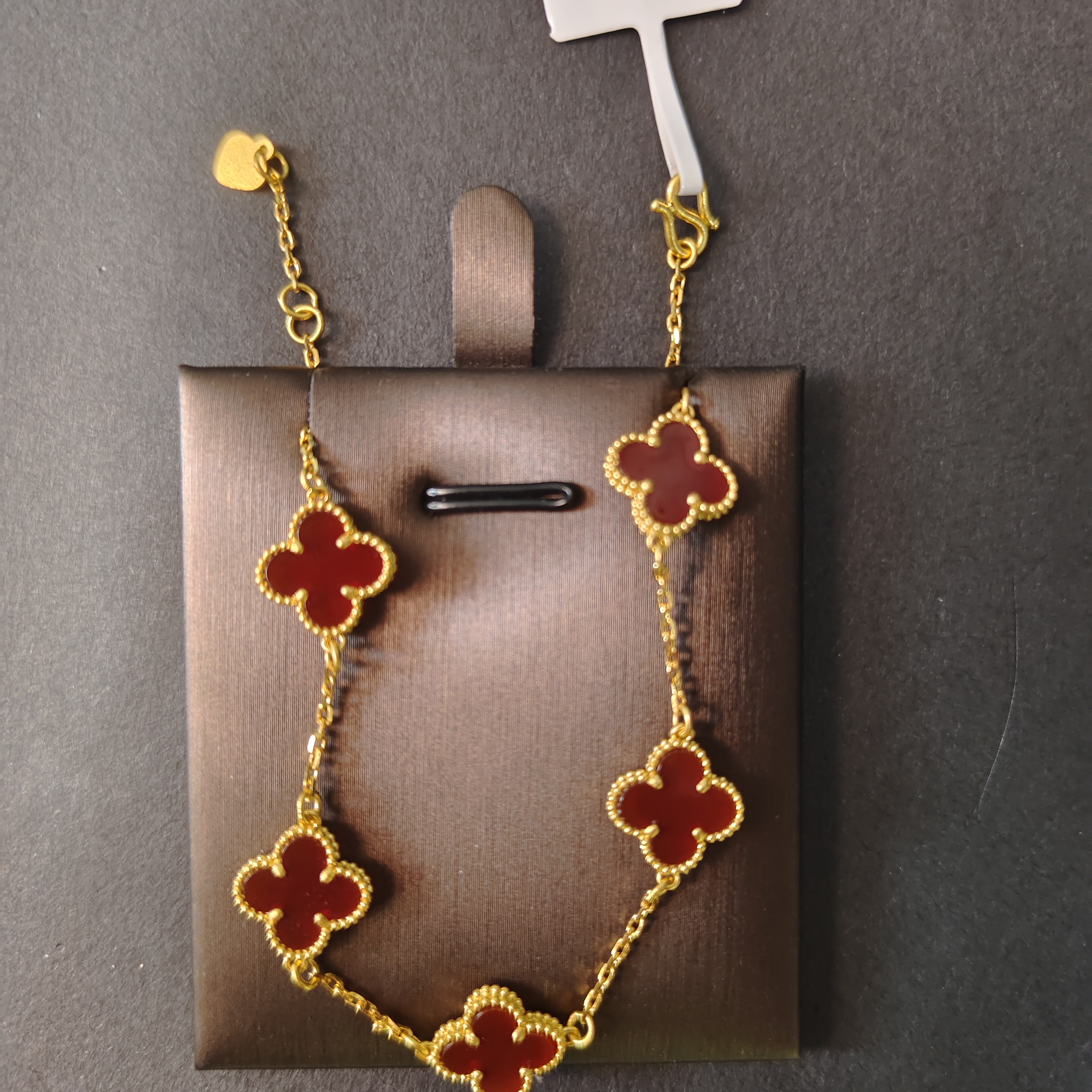 【星星5.38】 足金999 车厘子红5花四叶草手链 VP