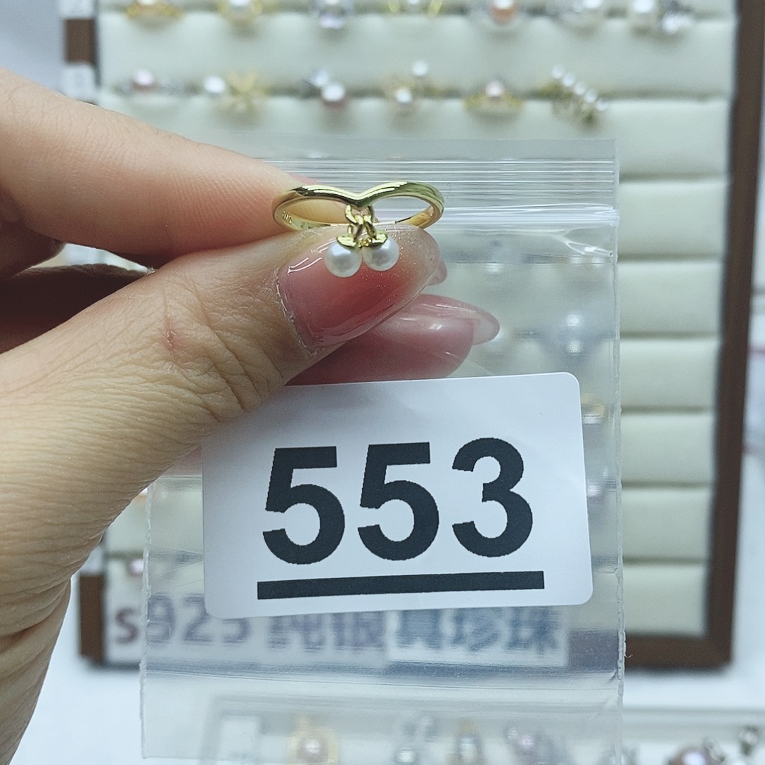 淡水珍珠戒指银S925镶嵌553