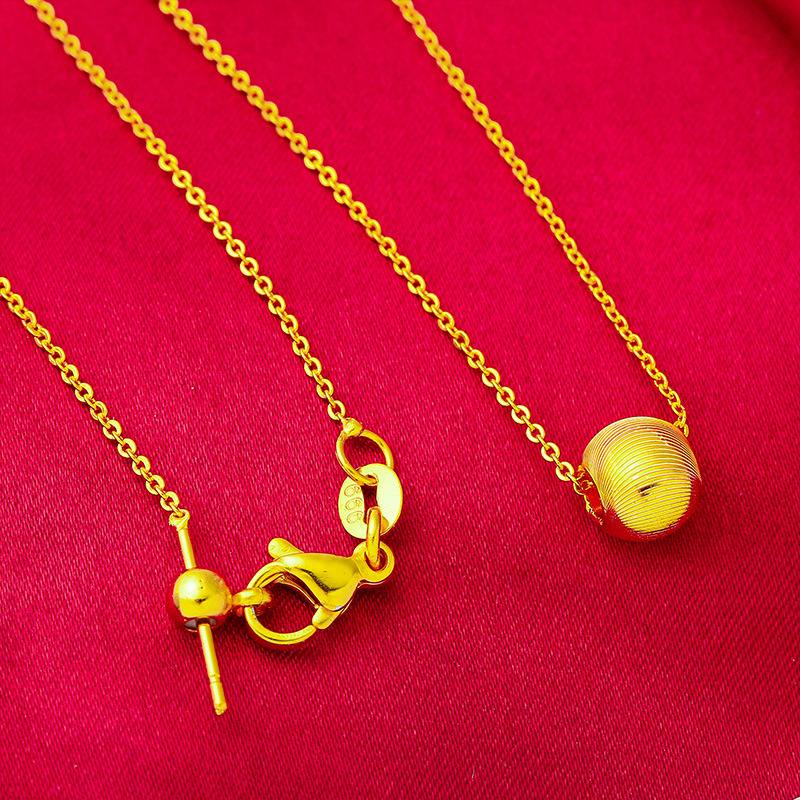 铜合金项链 金珠拉丝送女友老婆节日礼物金色锁骨链饰品链子时尚