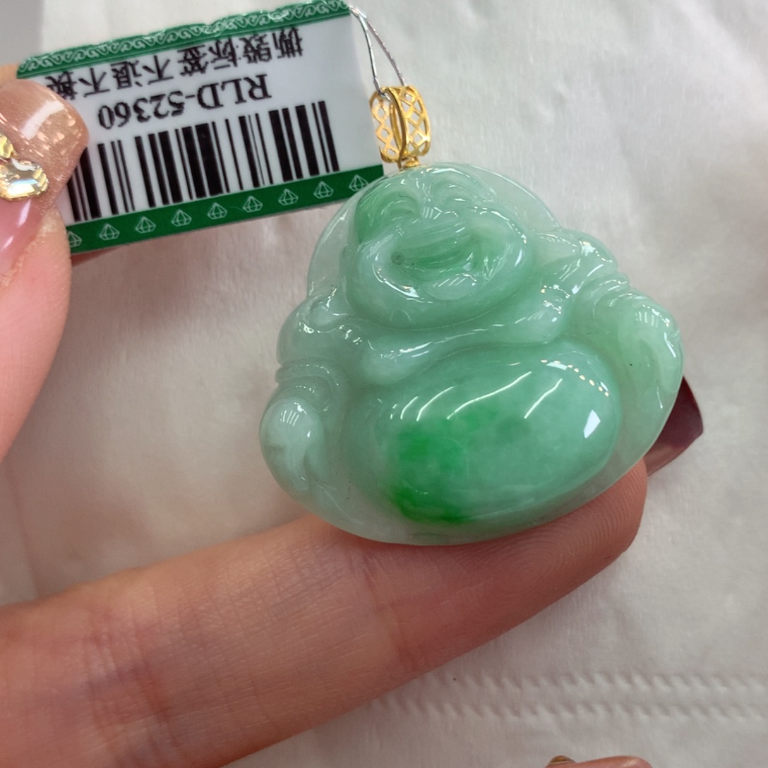 翡翠吊坠(不含链)18K金镶嵌