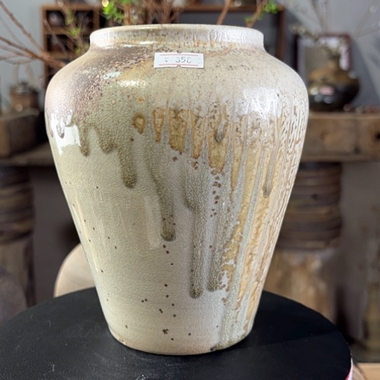 柴烧窑变裸烧美人泪花器