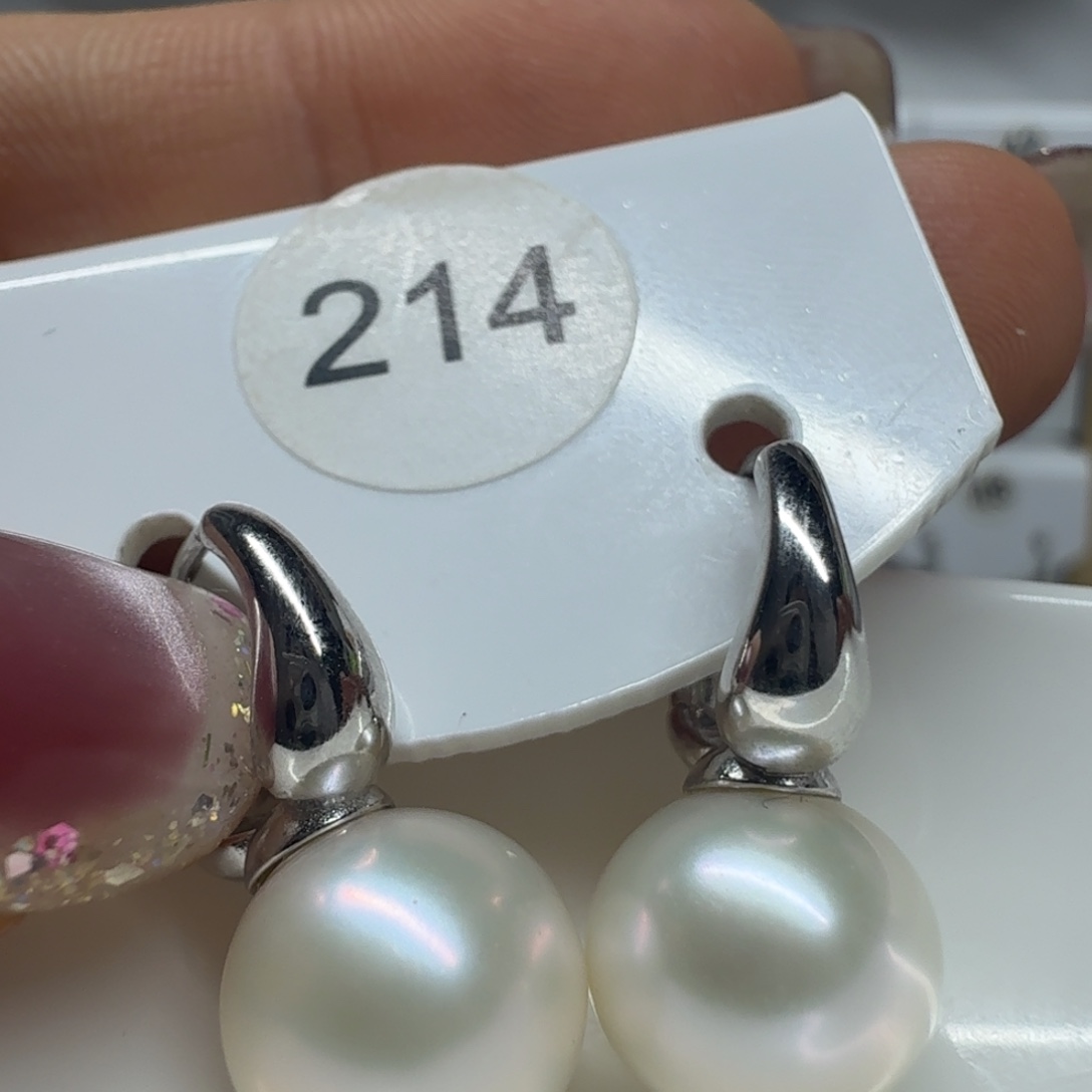 枯***蝶淡水珍珠耳饰银S925镶嵌珍珠10.6