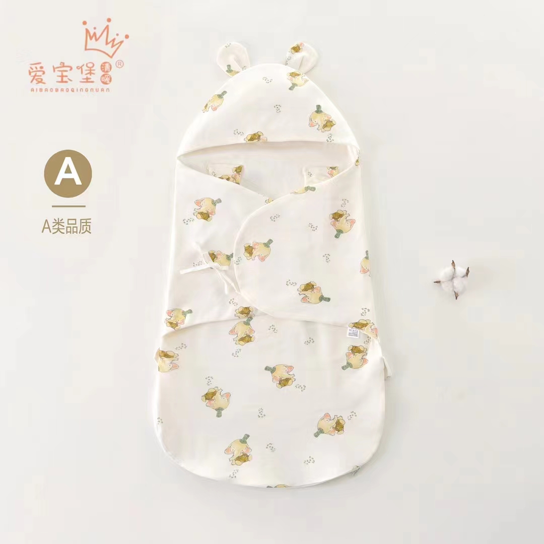 新生儿婴幼儿可爱卡通襁褓睡袋防惊跳蝴蝶抱被双层抱被衣产房必备