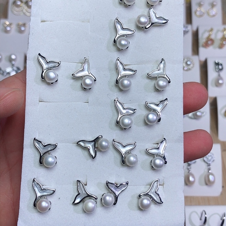 淡水珍珠耳饰银S925镶嵌