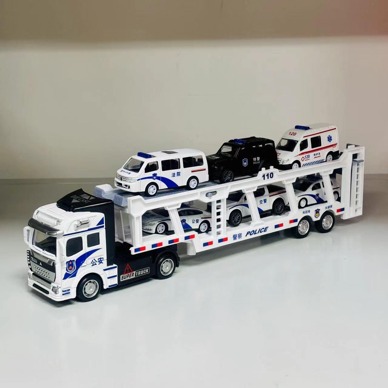 大号双层警察拖车带回力