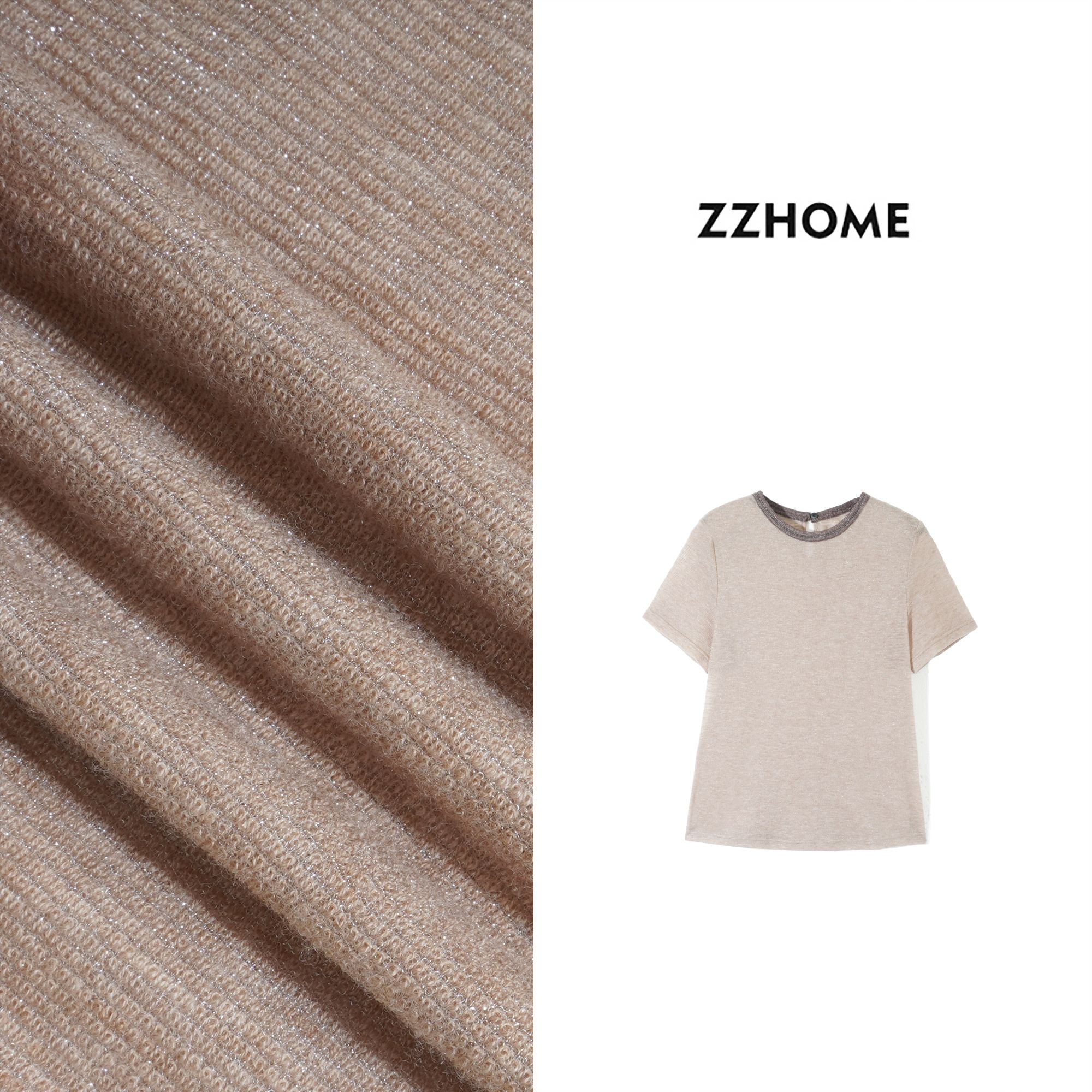 ZOZO HOME | 可持续时髦镶珠呼吸柔织夏季休闲羊毛T恤q174100p