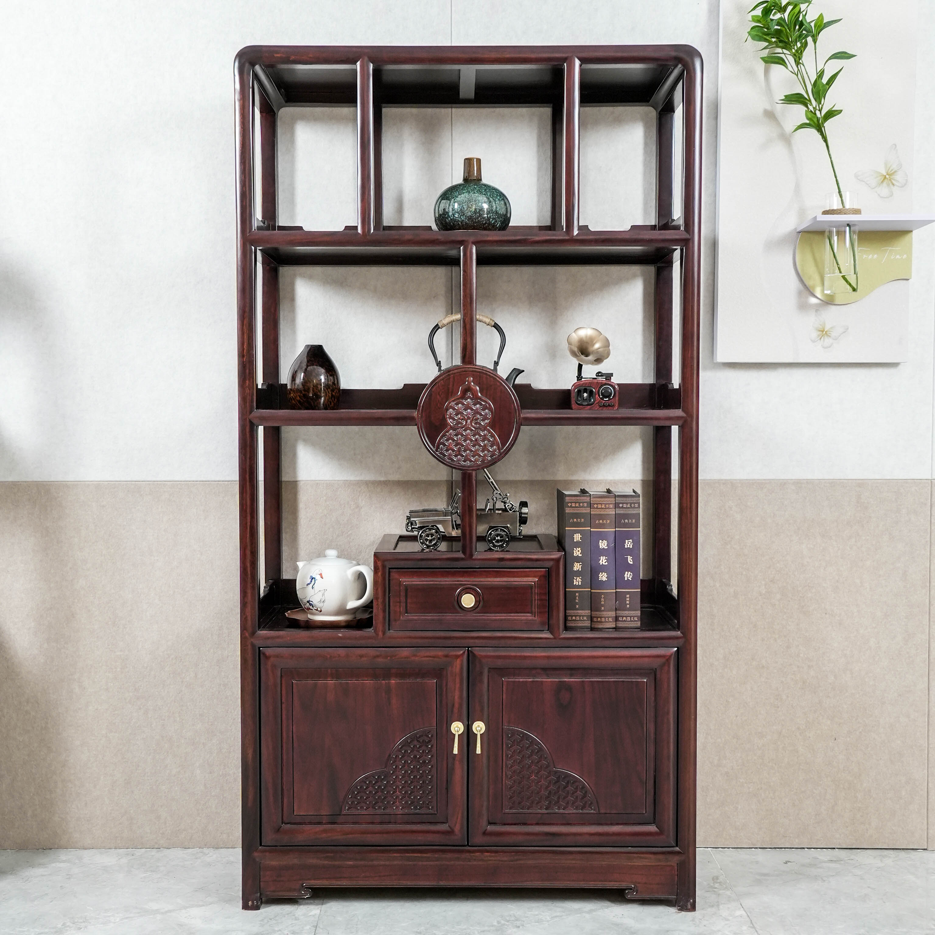 匠心实木 博古架 展示柜葫芦款加大加厚全实木置物柜 展示柜