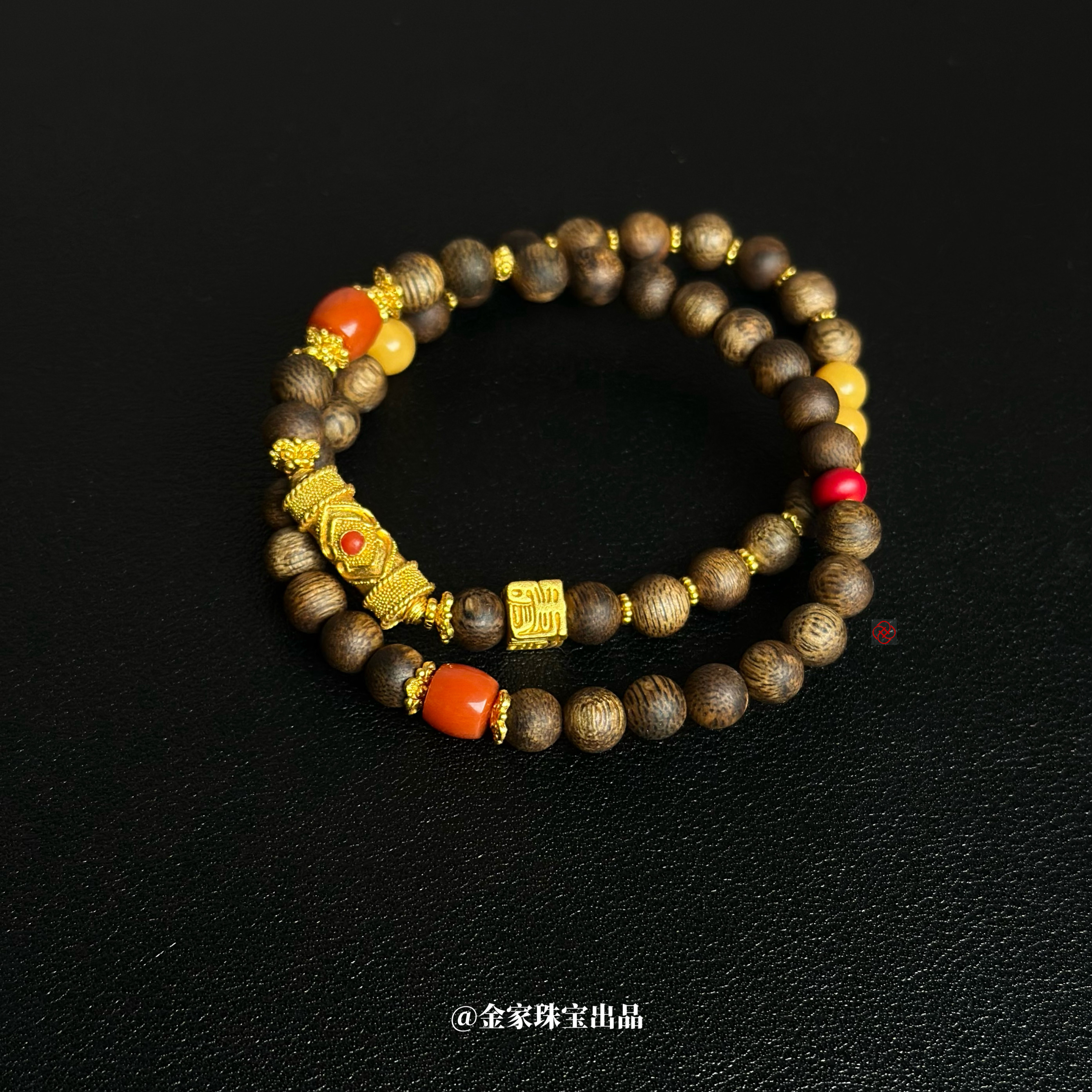 【金家·美珑系列】设计款孤品双圈手串 黄金足金 