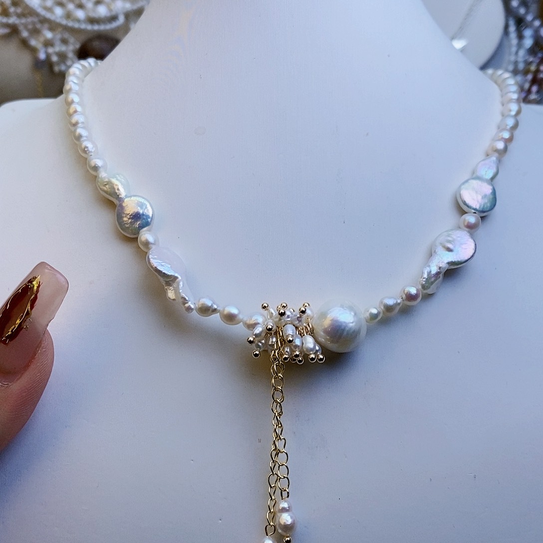 淡水珍珠颈饰银S925镶嵌