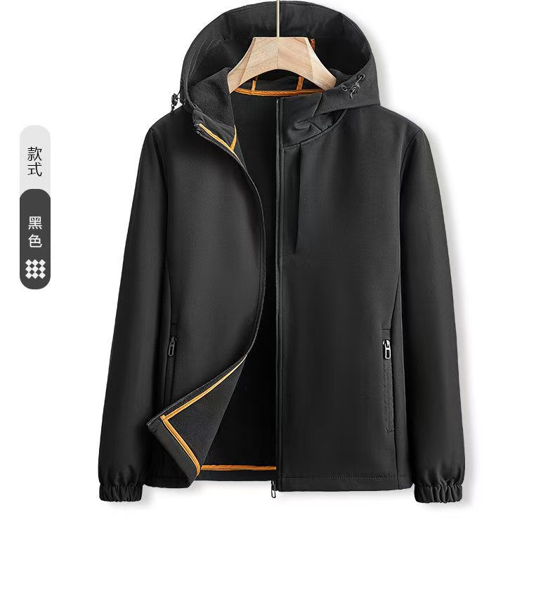 8215连帽冬季加绒男士冲锋软壳衣