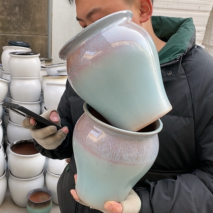 紫砂花盆瑕疵口17高20