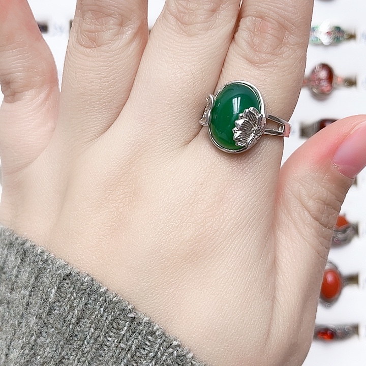 玛瑙/玉髓银S925镶嵌戒指