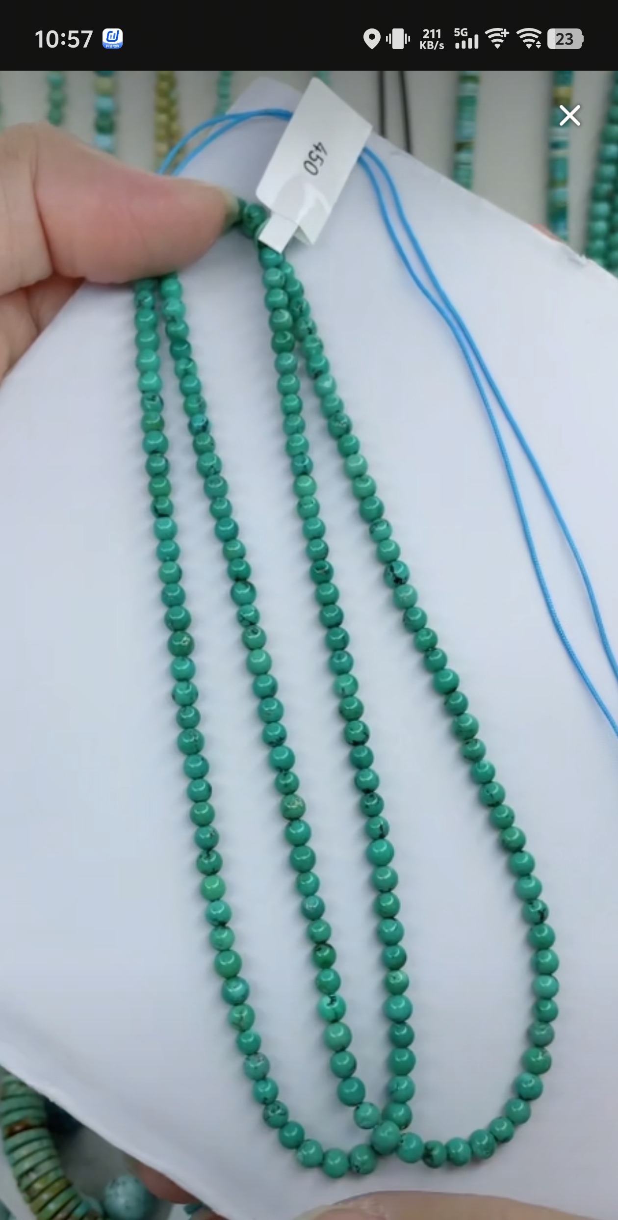 天然原矿绿松石米珠链