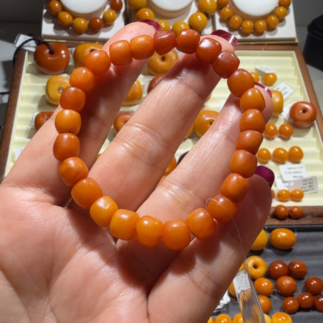 琥珀颈饰未镶嵌西亚老蜜蜡鼓珠