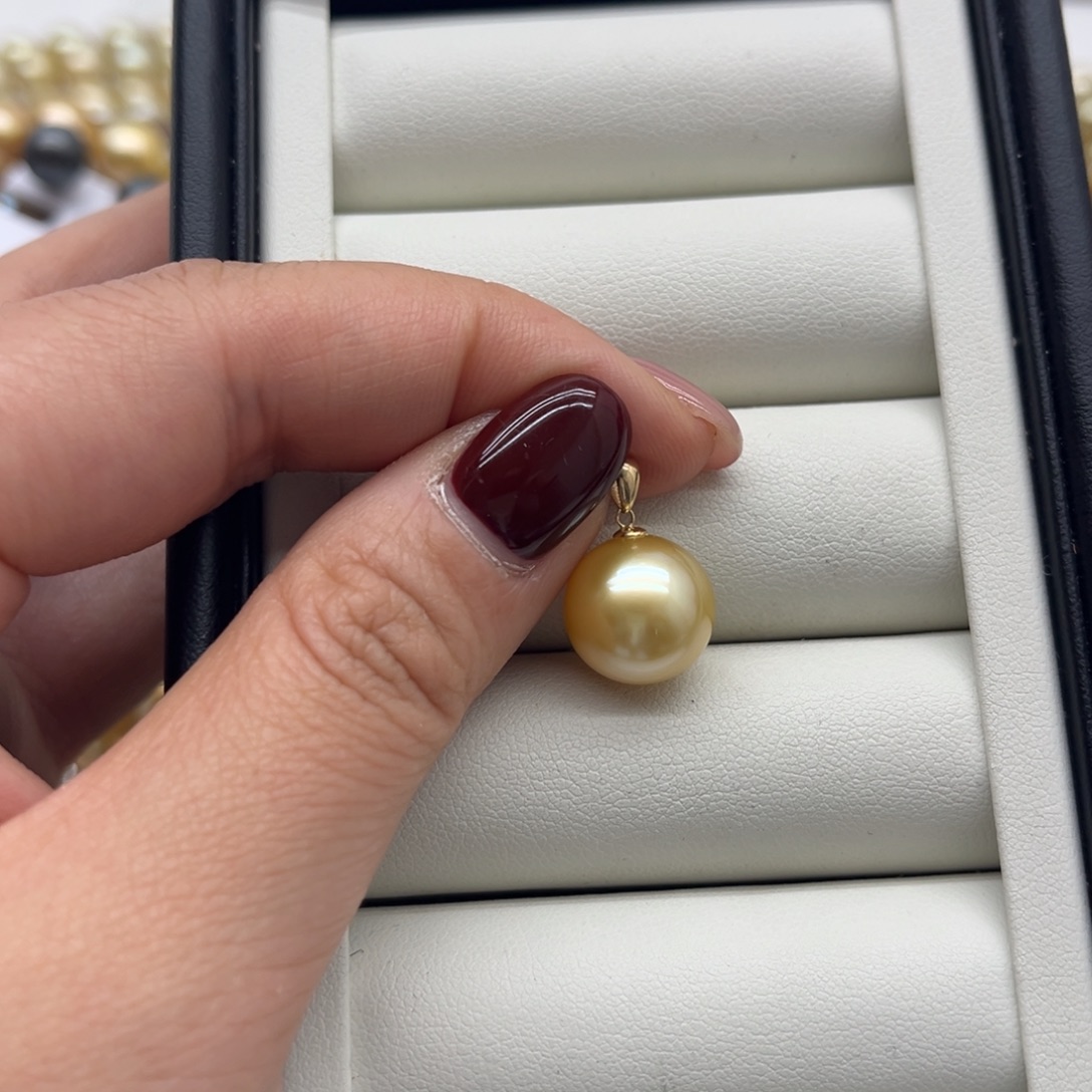 海水珍珠18K金镶嵌吊坠(不含链)