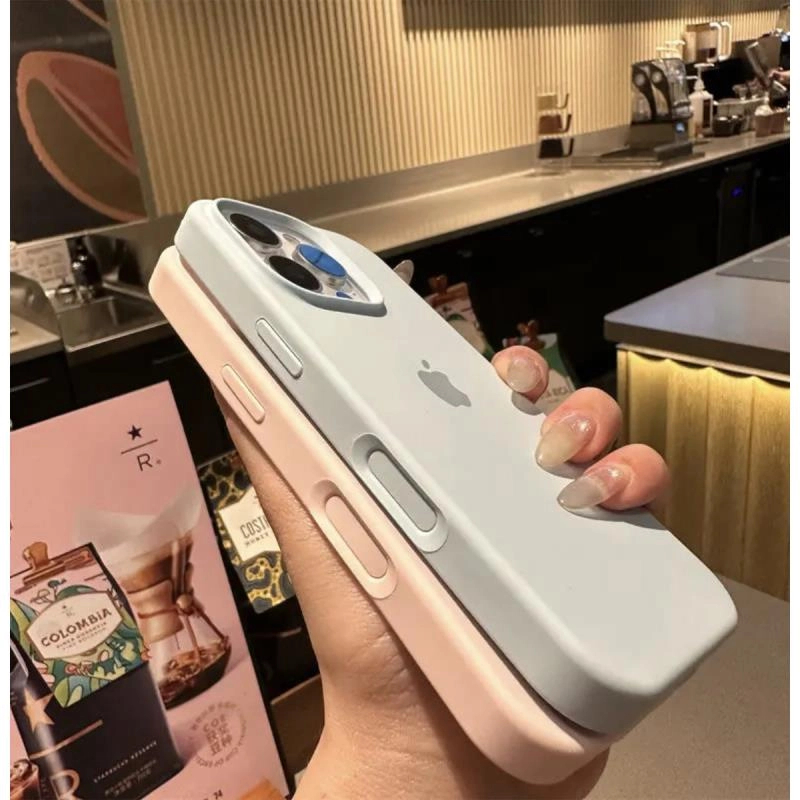 适用苹果16pro一体相机按键手机壳新天蓝液态硅胶AI苹果13防摔15