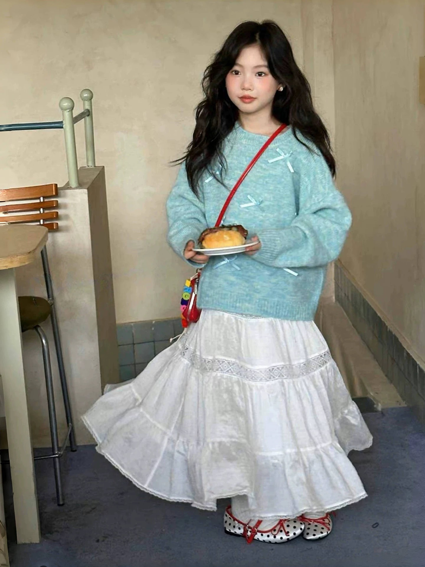 5705-沫弛尔女大童加绒加厚款毛衣秋季韩版网红上衣