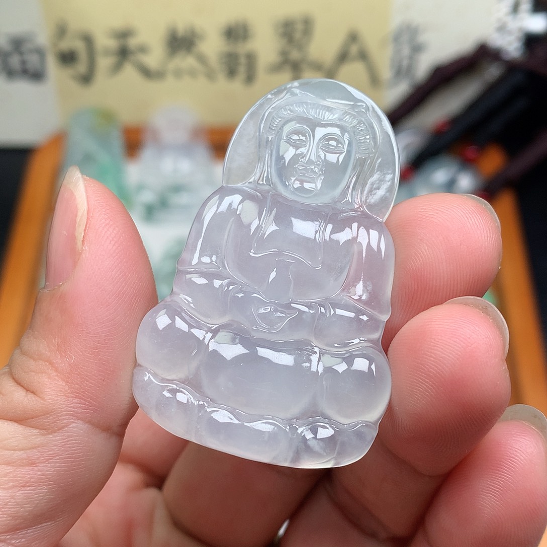 翡翠裸石缅甸天然A货翡翠冰种观音