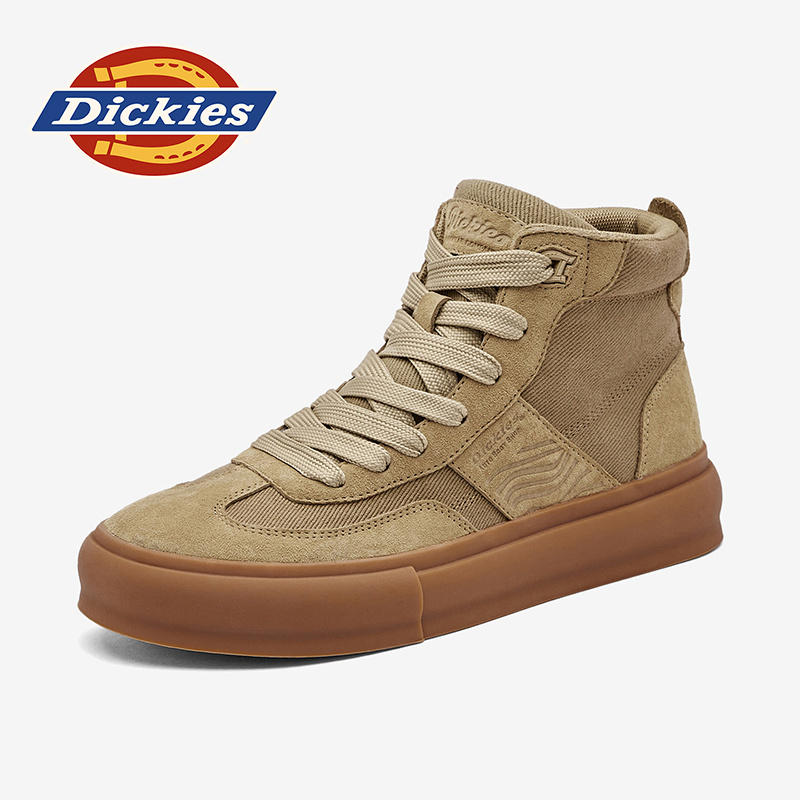 Dickies男鞋防滑透气增高中帮百搭鞋子运动休闲鞋格子耐磨工装鞋