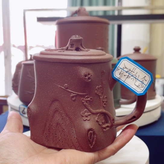 紫砂茶杯紫泥树桩杯