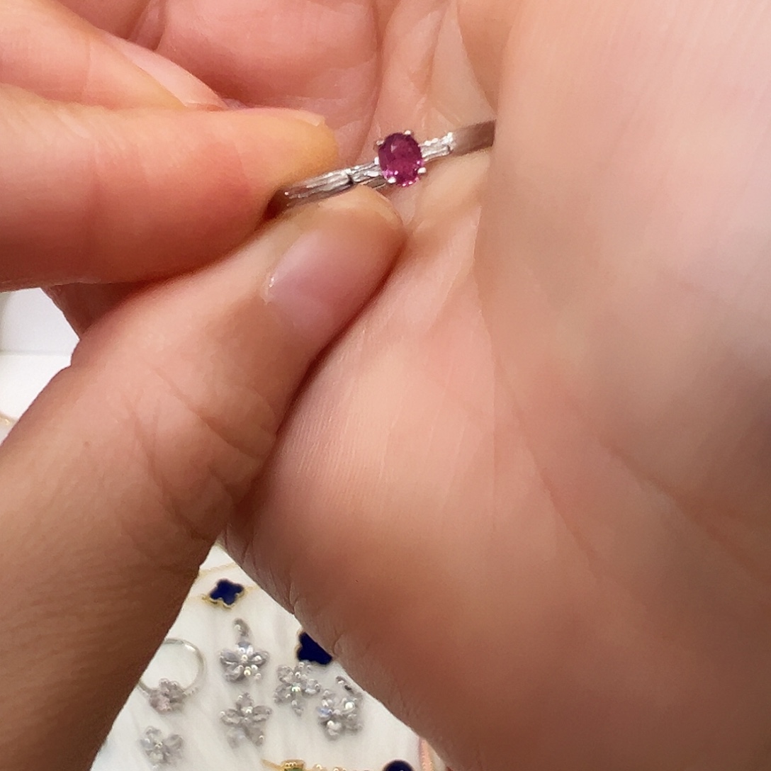 戒指银S925镶嵌红宝石