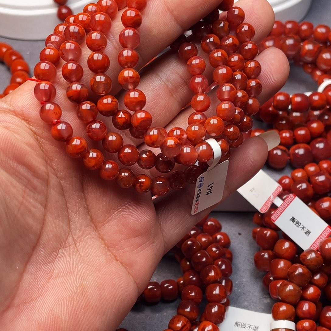 南红玛瑙未镶嵌手串瓦西7 mm佛珠