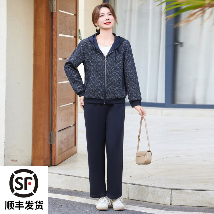 妈妈秋装套装新款洋气休闲运动服40岁50中老年女装春秋卫衣两件套